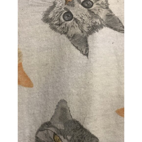 Multi CAT Print V-Neck White T-shirt Sz Xl (15-17) - Picture 12 of 13